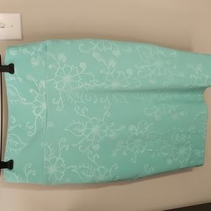 LulaRoe Cassie Skirt Aqua Blue Flower Pattern Sz S Small